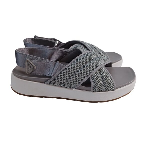 Ugg Nella Slingback Sandals Gray Mesh Strappy Criss Cross Wedge Womens 8 - Picture 16 of 16